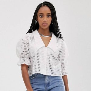 Reclaimed Vintage Sheer Check Crop Shirt